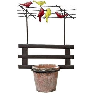 Muurhanger met rode en gele vogels