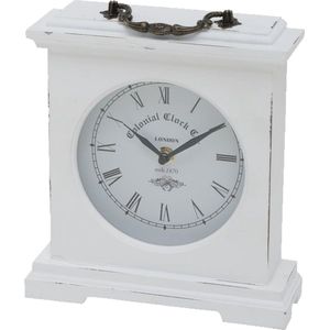 Deco by Boltze - St James - Tafelklok - Antiek Wit - Hout en Glas