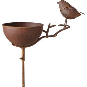 Metalen Vogelhuis met Paal - Koperen Huisje voor Vogels in de Tuin