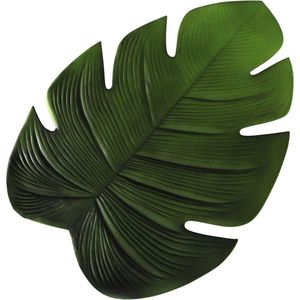 Placemat in de vorm van een groot groen blad kunststof