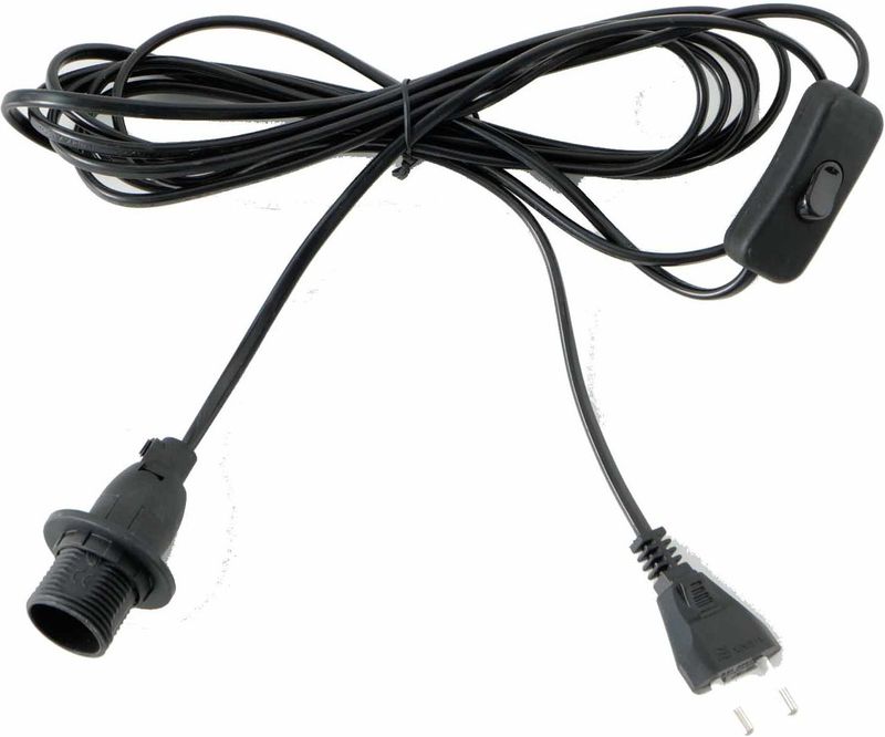 1x Zwarte lichtsnoeren met schakelaar en E14 fitting 400 cm - DIY lampen - Sfeerverlichting