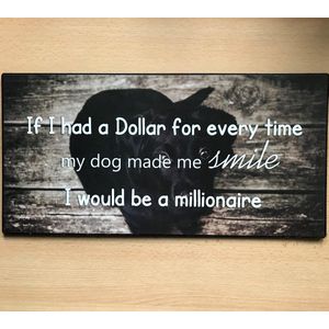 Groot tekstbord If I had a dollar for everytime my DOG made me smile I would be a MILLIONAIRE
