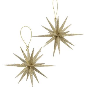 Boltze Home Deco Hanger Kunststof Tove Ø15xH15cm Goud Met Glitters 2 Stuks In Verpakking goud Boltze Home Kersthanger