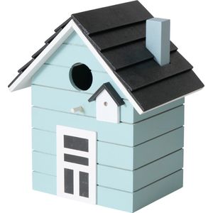 Vogelhuisje zacht blauw met zwart dakje