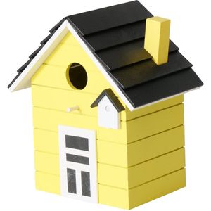 Vogelhuisje geel met zwart dakje