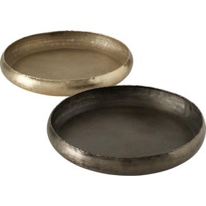 Schaal - 2 stuks - Ø 36cm - Goud - Antraciet - Hoog 6 cm - Aluminium