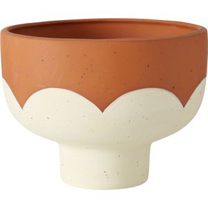 Terracotta bloempot in terra / crème geschulpte uitvoering