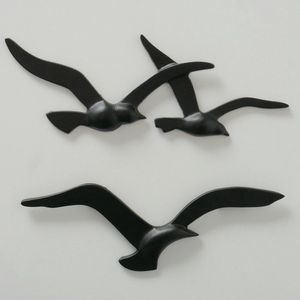 Set van 2 Decoratieve Vogels - Zwart - Polyresin - Wanddecoratie