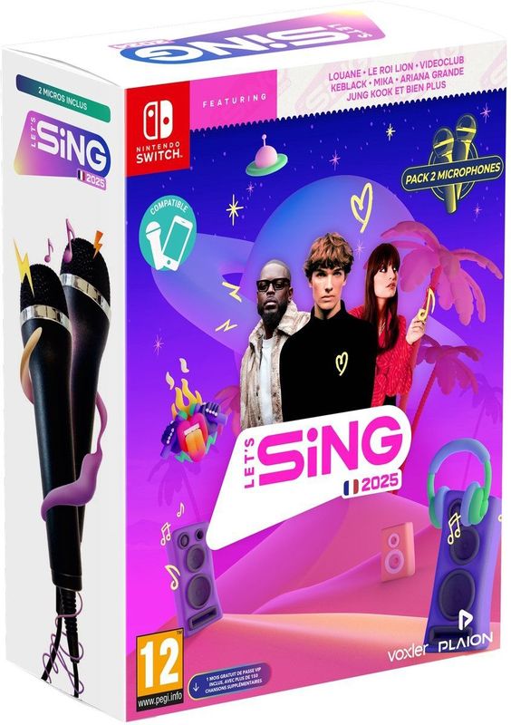Let' Sing 2025 + 2 Microfoons Franse Editie Nintendo Switch