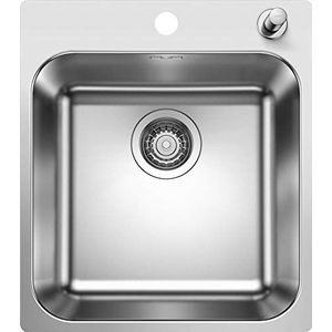 Blanco Supra 400 - Spoelbak, 50x44 cm, met afvoerbediening, geborsteld rvs 526353