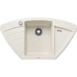 BLANCO ZIA 9 E | granieten spoelbak van zilvergraniet softwit | inbouwtype: inbouw van bovenaf | hoofdbad midden | voor 60 cm brede onderkasten | hoekspoelbak | ergonomische opstelling van het