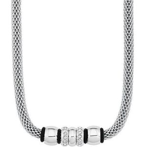 s.Oliver Halsketting Roestvrij Staal Rubber Dames Halsketting, met Kristal, 42+3 cm, Zilver, Wordt geleverd in Sieraden Geschenkverpakking, 9240128