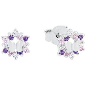 Prinzessin Lillifee Oorknopjes 925 sterling zilveren meisjes kinderoorbellen, met zirkonia synth., 0,7 cm, paars, vlinder, geleverd in sieradengeschenkverpakking, 9245598