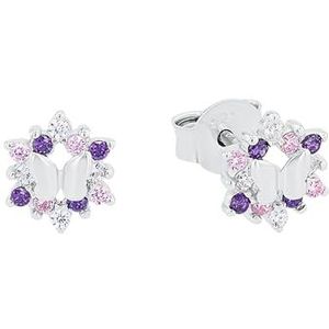 Princess Lillifee Stud oorbellen Oorsieraden, met Zirconia synth, 0,7 cm, Paars, Vlinder, Geleverd in een juwelen geschenkverpakking, 9245598