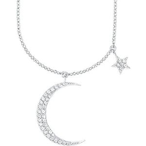 Amor Kette mit Anhänger »Mond und Stern«, mit Zirkonia (synth.)