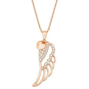 Amor Collier Met Hanger 925 Sterling Zilveren Dames Collier, Met Cubic Zirkonia Synth., 42+3 cm, Rosékleurig, Vleugels, Wordt Geleverd In Sieraden Geschenkverpakking, 9550883