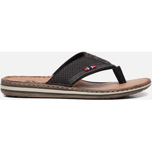 Rieker - Slippers - Zwart - Canvas - Leer - Textiel
