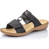 Rieker - 60885 - Damesslippers - Zwart - Synthetisch - Plat