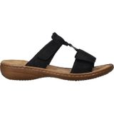 Rieker - 60885 - Damesslippers - Zwart - Synthetisch - Plat