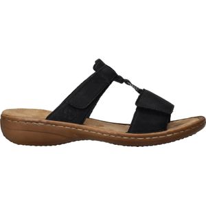 Rieker - 60885 - Damesslippers - Zwart - Synthetisch - Plat