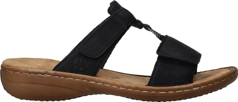 Rieker - 60885 - Damesslippers - Zwart - Synthetisch - Plat