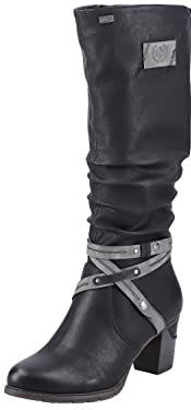 Rieker Dames 96054 hoge laarzen, Zwart Zwart Zwart Smoke 0, 36 EU