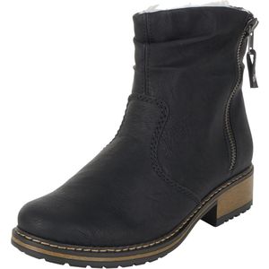 Rieker - Winterlaarsjes - Zwart - Blokhak - Profielzool - Ritssluiting