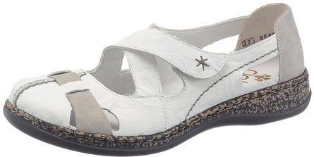 Rieker - 46367 - Gesloten Ballerina's - Wit Grijs - Hoogwaardige Materialen