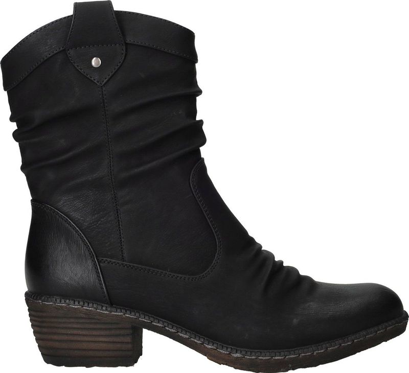 Rieker - Enkellaarsjes - Zwart - Imitatieleer - Dames