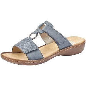 Rieker - 60885 Dames Slippers - Azuur - Synthetisch - Plat