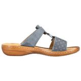 Rieker - 60885 Dames Slippers - Azuur - Synthetisch - Flexibele Vlechtwerk