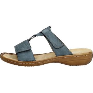 Rieker - 60885 Dames Slippers - Azuur - Synthetisch - Flexibele Vlechtwerk