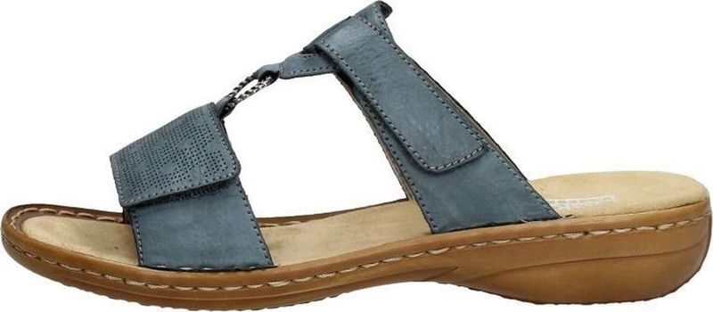 Rieker - 60885 Dames Slippers - Azuur - Synthetisch - Flexibele Vlechtwerk