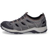 Rieker - Instappers - Zwart Grijs - Leer - Elastiek Sluiting