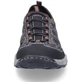 Rieker - Instappers - Zwart Grijs - Leer - Elastiek Sluiting