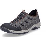 Rieker - Instappers - Zwart Grijs - Leer - Elastiek Sluiting