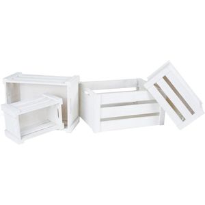 Small Foot - Houten Kist - Wit - Set van 4 - Stevig Hout