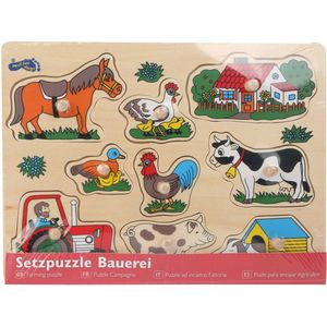 Small Foot - Houten Noppenpuzzel - Boerderij - 9 Stuks
