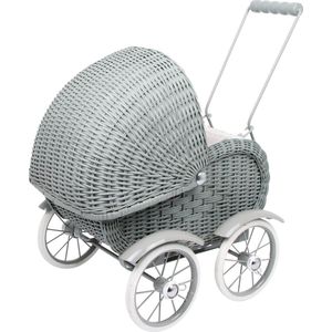 small foot Poppenwagen in vintage-stijl, grijs vlechtwerk, incl. wit beddengoed, vanaf 3 jaar, 8771
