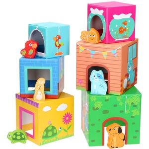 Small foot - Stapel Kubussen - Multi Kleuren - Houten Speelgoed
