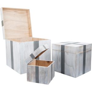 small foot 3 stuks houten kist ""Geschenk"" wit 40x40x40 cm