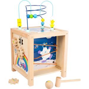 Houten vormenstoof - Motoriekkubus Sesamstraat 27 X 27 Cm - Small Foot  - Sesamstraat speelgoed