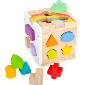 Houten vormenstoof kubus - Multi kleuren
