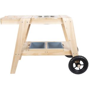 Small Foot Compacte modderkeuken van hout, praktische buitenkeuken in compact formaat met wielen, vanaf 3 jaar, 12421