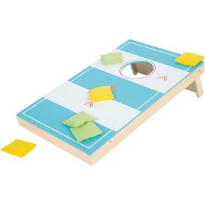 small foot Cornhole and Sling Puck 12481 2-in-1 houten werpspel voor kinderen vanaf 5 jaar, blauw/wit