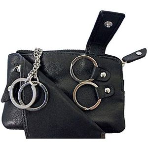 MIKA 14210511 - sleuteletui van echt leer, sleuteletui met in totaal 4 sleutelringen, sleutelhouder voor heren en dames, sleutelorganizer in zwart, sleutelmapje ca. 8 x 12 x 2 cm, zwart, ca. 8 x 12 x