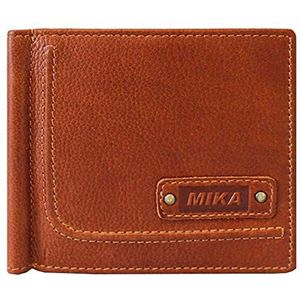 MIKA 14111402 - portemonnee van echt leer, portemonnee in liggend formaat, portemonnee met 13 creditcardvakken, 2 insteekvakken, geldklem en muntvak, portefeuille in cognac, ca. 10 x 11 x 2,5 cm.