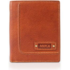 MIKA 14112102 - portemonnee van echt leer, portemonnee in staand formaat, portemonnee met 9 creditcardvakken, 2 steekvakken, 2 biljettenvakken en muntvak, portefeuille in cognac, ca. 12 x 10 x 2,5 cm.