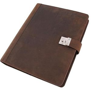 ALASSIO 31515-1 documentenmap DIN A4 met slot, DIN A4 organizer met 6 vakken en 10 vakken, Hunter leren aktetas met 4 ringmechanismen, 36 x 28 x 4,5 cm, grijs/bruin