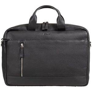 Alassio FB2047034 - fixbag laptoptas Tiber met Klickfix compacte tassenrail voor fiets, schoudertas voor 15 inch notebooks, schoudertas van echt leer, tas ca. 28 x 41 x 9,5 cm, zwart